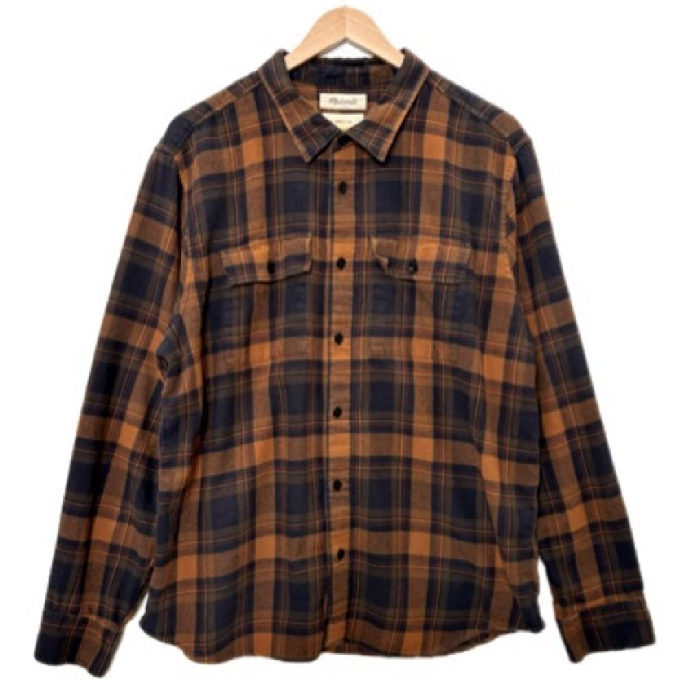 Madewell Mens Perfect Fit Flannel Plaid Button Down Long Sleeve Shirt Size XL